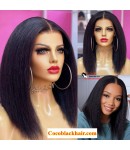 Kash-Brazilian Virgin Human Hair Italian Yaki Blunt Cut 13x4 HD lace front wig Pre-plucked