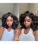 Dawn-Skin melt HD Lace bouncy wave Brazilian human hair 13x6 glueless lace front Pre plucked hairline