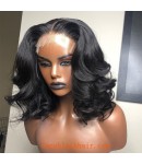 Angela 10-5x5 HD lace closure wig middle parting wave bob 10A grade Brazilian virgin human hair 