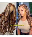 Pamela- Blonde highlights HD lace front wig Brazilian virgin human hair Pre plucked