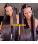 Zora-10A HD Lace silky straight 13x6 wig Brazilian virgin human hair Pre plucked hairline 