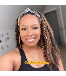 Rudy 10-Highlight brown loose kinky curly Headband wigs Brazilian virgin human hair 