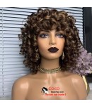 Beca-Highlight color curly machine made wig Brazilian virgin human hair