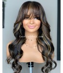 Angela 38- 5x5 HD lace closure wig Highlights loose wave Brazilian virgin human hair