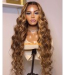 Angela 34-Honey blonde brown 5x5 HD lace closure human hair wig