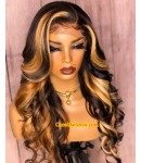 Angela 36-Honey blonde highlights loose wave 5x5 HD lace closure wig Brazilian virgin human hair