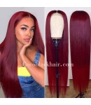 Cindy-natural/ 99j color Silky Straight Brazilian virgin human hair Pre plucked hairline