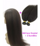 360 lace frontal with 2 bundles Brazilian virgin kinky straight