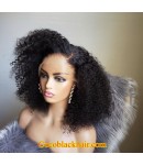 Emily87-Kinky curl bob 360 wig Pre plucked hairline Brazilian virgin human hair bleached knots