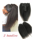 2 bundles clips in Brazilian virgin kinky straight extensions