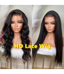 Nancy-HD Lace Kinky Straight 13x6 lace front wig Brazilian virgin hair Pre plucked