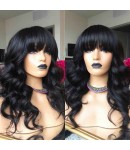 Emily69-Pre plucked Brazilian virgin loose ocean wave 360 wig with bangs 
