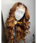 Emily65-Pre plucked loose wave ombre color 360 wig 100% Brazilian virgin hair