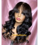Nova 12-loose wave with bangs 13x6 Glueless lace front wig Brazilian virgin human hair 