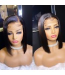 Asia-Blunt cut bob 13x6 glueless lace front wig Brazilian virgin hair Pre plucked hairline
