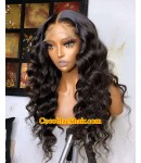 Angela 20-5x5 HD lace closure wig Ocean wave Brazilian virgin human hair Pre plucked hairline