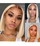 BOB08-Brazilian virgin #1b/613 bob glueless lace front wig