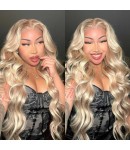 Kelly- Ombre blonde Loose wave Luxury human hair 13x4 glueless lace front wig Pre plucked hairline