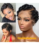 Ebbe-Indian virgin pin curled pixie cut 13x6 glueless lace front wig Pre plucked