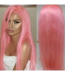 Melody-Brazilian virgin pink color silky straight lace front wig