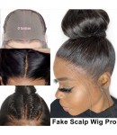 Rose-Fake scalp lace front 13x6 wig Pre plucked Brazilian virgin human hair 