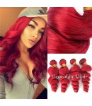 Brazilian virgin 4 bundles loose wave red hair wefts 