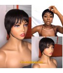 Robyn-Pixie cut wig Human hair Indian virgin 13x6 glueless lace front wig 