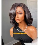 Angela 44-5x5 HD lace closure wig Side Part Curls Brazilian virgin human hair Pre plucked hairline 
