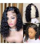 Emily59-pre plucked side part curly bob 360 wig Brazilian virgin hair