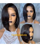 Angela 28-5x5 HD lace closure wig soft wave side parting bob Brazilian virgin human hair 