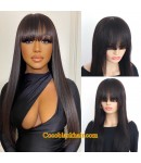 Lucy09-Wear and Go Wig Virgin Human Hair Pre Cut HD Lace Wig silky straight with Chinese bangs