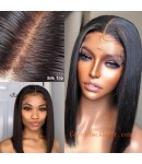 BOB18-Silk top straight hair middle parting bob lace front wig Brazilian hair 