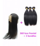 360 frontal with 3 bundles Brazilian virgin straight