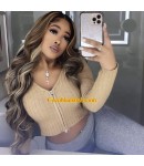 Nicole- Highlights Glueless lace front wig Brazilian virgin human hair Pre plucked