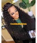 Casey-Transparent lace front wig Wand Curls Brazilian virgin human hair pre plucked hairline 
