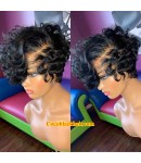 Carol-Indian virgin short pixie cut hair 13x6 glueless lace front wig 