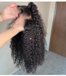 Tyrra-HD Lace front Wig wet curly Brazilian human hair 13x6 wig glueless lace front Pre plucked hairline bleached knots