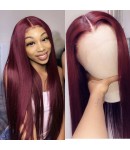 Aria-Brazilian virgin Wine Red pre plucked lace wig