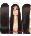 Emily03-Yaki straight 360 wig Brazilian virgin human hair bleached knots