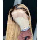 Audre-1b/613 Silk straight Lace front wig Pre-plucked 
