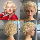 Adah -613 Blonde color pixie wave Brazilian virgin human hair glueless lace front wig