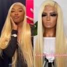 Gina-Transparent lace Blonde 613 color 13x6 glueless lace front wig Brazilian virgin human hair Pre plucked