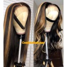 Emily88-Honey blonde highlights body wave human hair 360 wig 