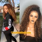 Emily40-ombre brown Curly Pre plucked Brazilian virgin human hair 360 wig 