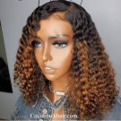 Emily82-brown ombre color tight wave bob 360 wig Pre plucked Brazilian virgin human hair 