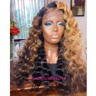 Angela 14-5x5 HD lace closure wig brown ombre wave 10A grade Brazilian virgin human hair