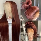 Betty-Reddish brown Silky straight 13x6 HD lace front wig Pre plucked hairline Brazilian virgin human hair 