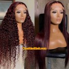 Angela 33-Burgundy color 5x5 HD closure wig Brazilian virgin human hair Pre plucked 