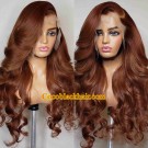 Emily98-Chestnut Brown loose wave 360 wig Brazilian virgin human hair Pre plucked hairline