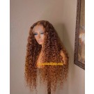 Berry-Cinnamon Brazilian Water Wave Pre plucked lace wig Pre plucked hairline 